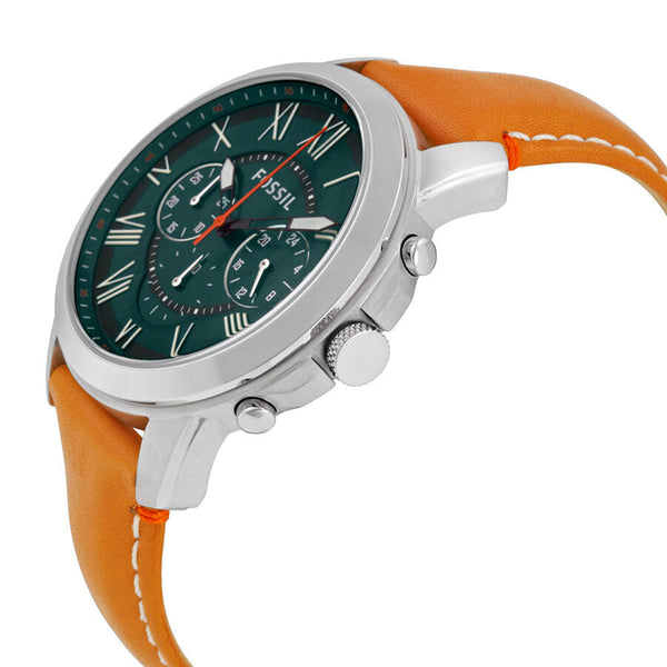 Fossil Grant Chronograph Hunter Green Dial Tan Leather Men's Watch FS4918 - Watches of New Zealand #2