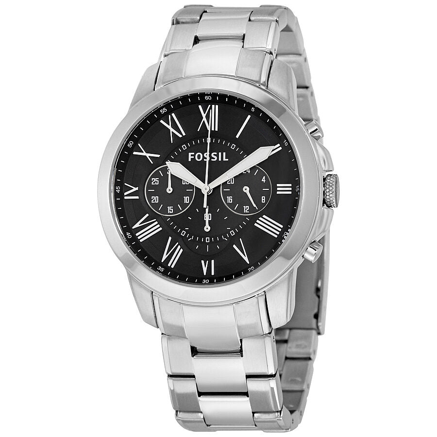 Fossil Grant FS4736 chronograph watch with black dial and stainless steel bracelet