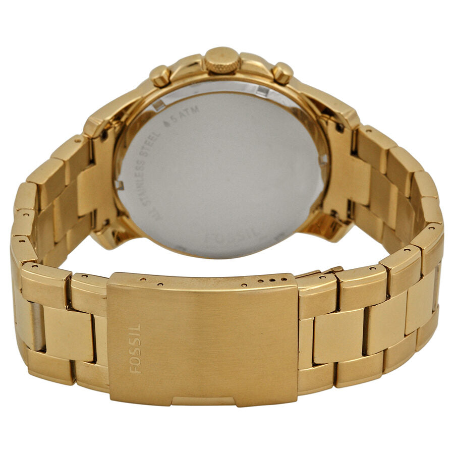 Fossil Grant watch caseback showing gold-tone case and bracelet design