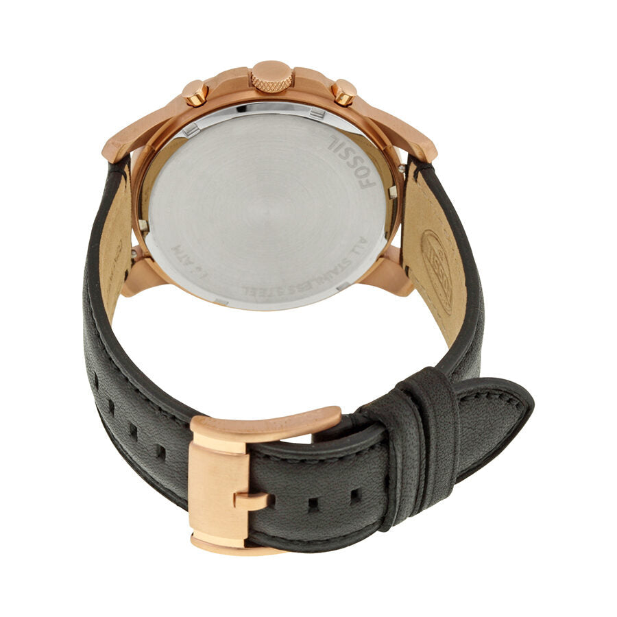 Fossil Grant Grey Dial Chronograph Black Leather Men's Watch - FS5085
