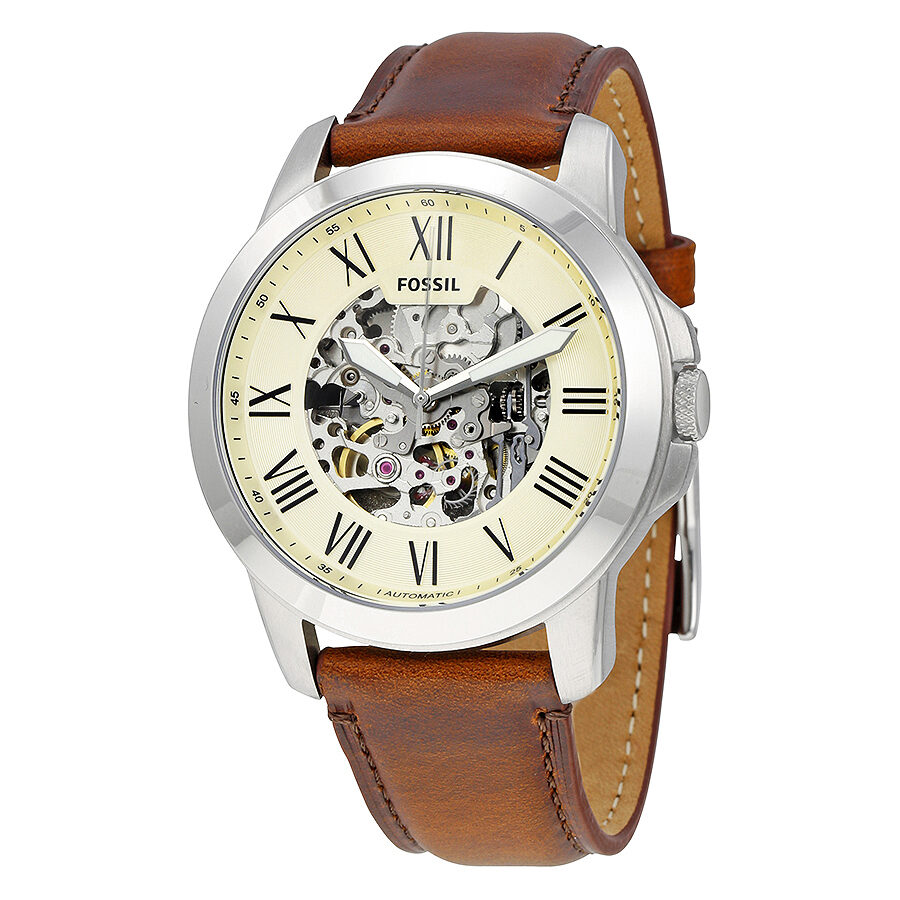Fossil Grant Automatic Beige Skeleton Dial Men's Watch ME3099
