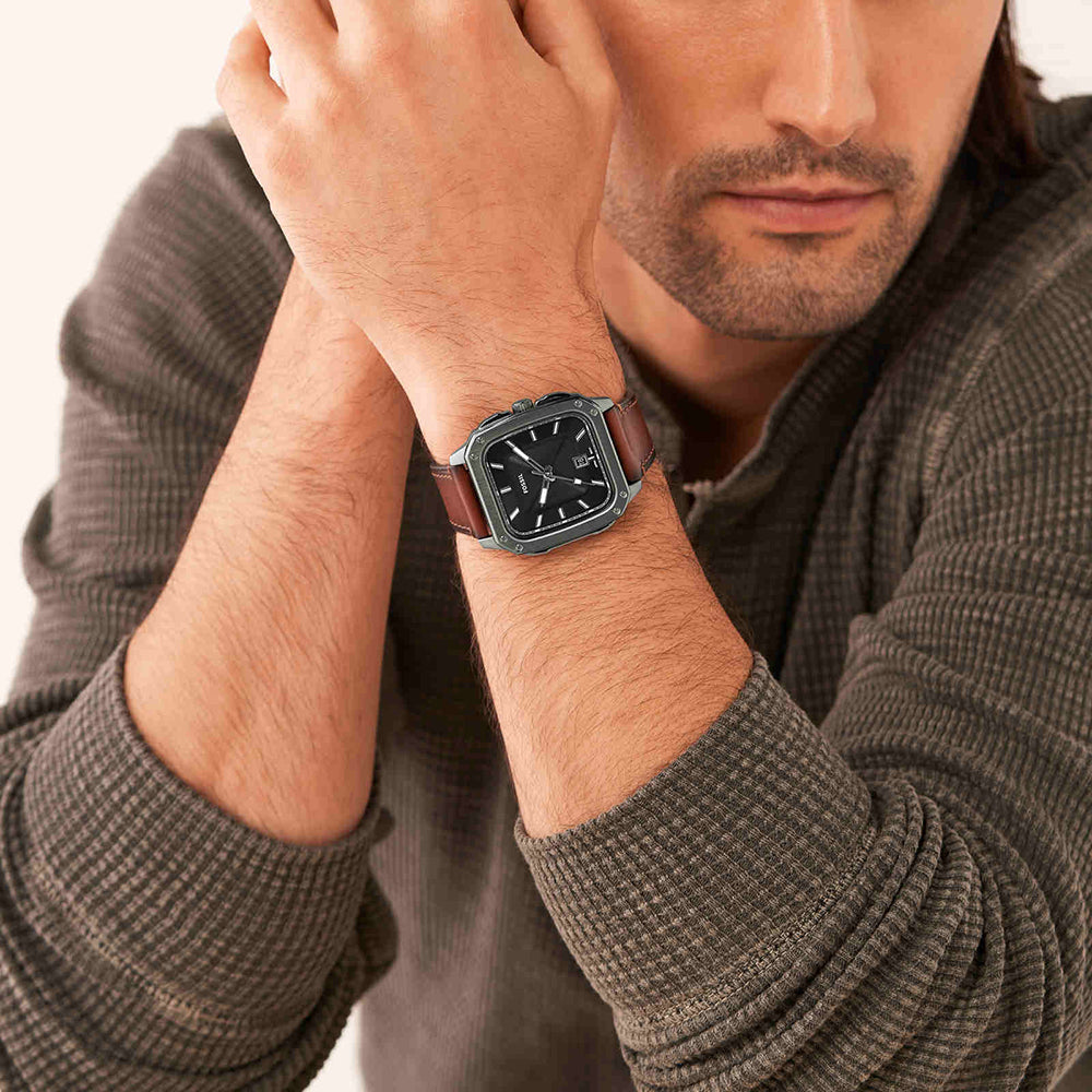 Fossil Inscription Three-Hand Date Amber Eco Leather Men's Watch - FS5934