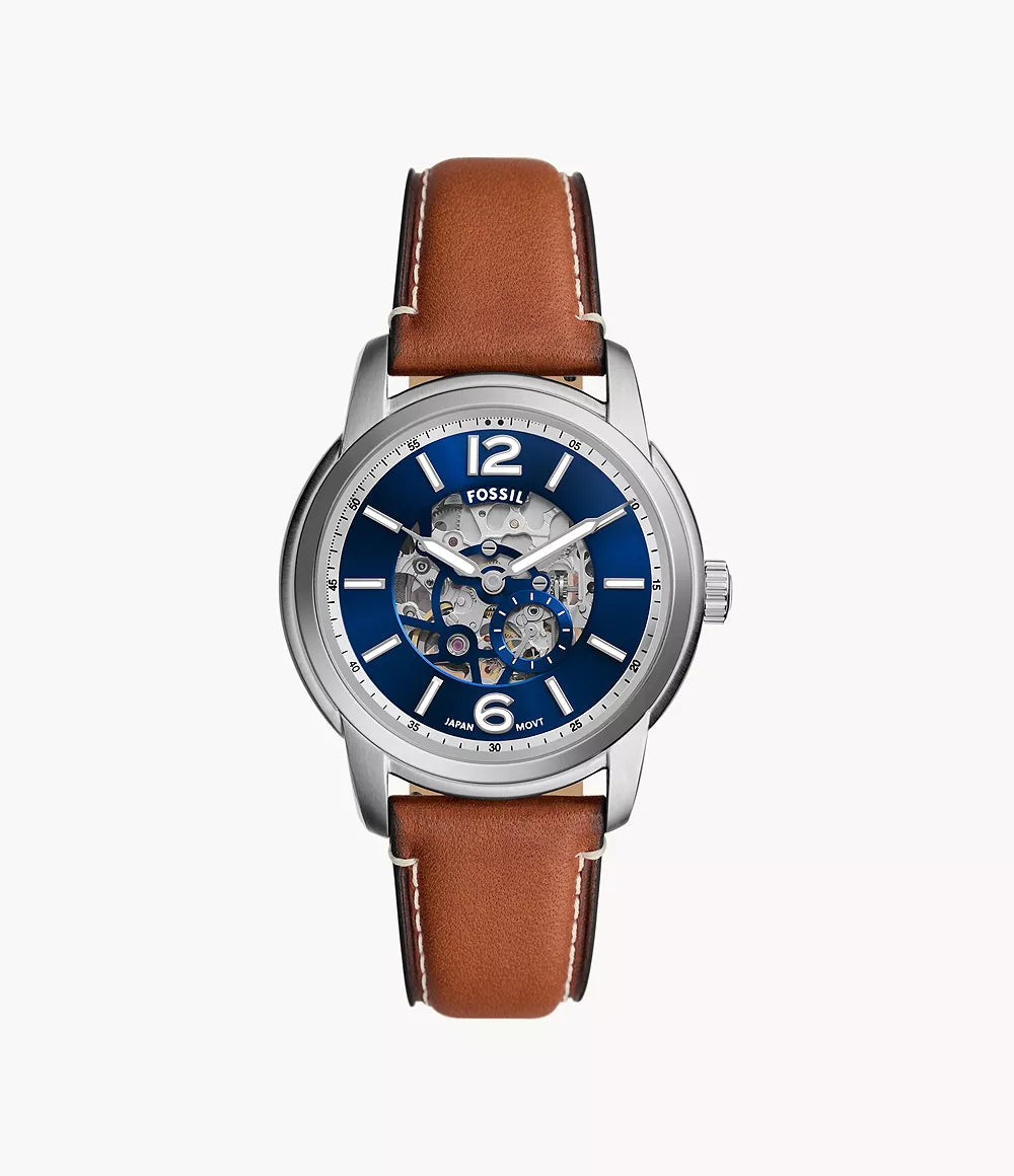 Fossil Inscription Automatic Brown Leather Men's Watch - ME3263