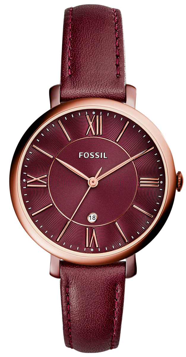 Fossil Women's Jacqueline Quartz Wine Leather Watch - ES4099