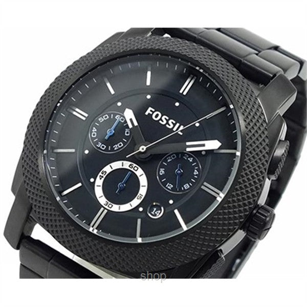 Fossil Men's Chronograph Machine Black Stainless Steel Bracelet Watch 45mm FS4552
