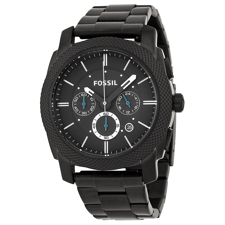 Fossil Men's Chronograph Machine Black Stainless Steel Bracelet Watch 45mm FS4552