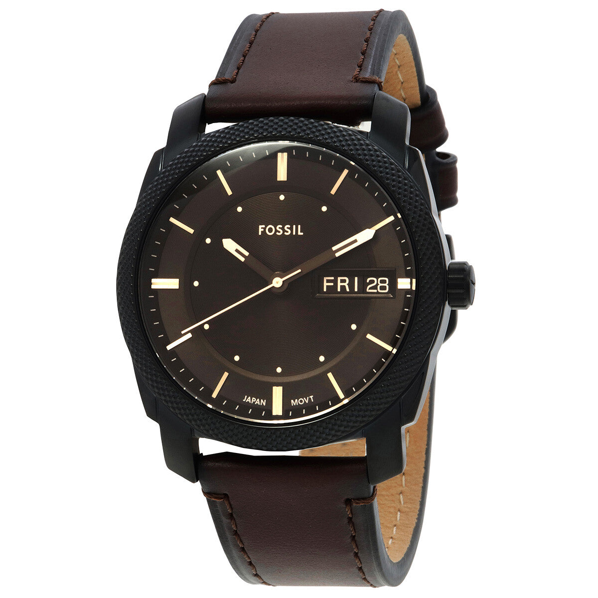 Fossil Machine Three-Hand Date Brown Leather Men's Watch - FS5901