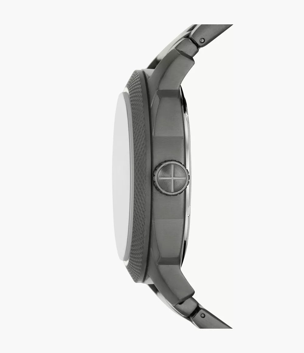 Fossil Machine Three-Hand Date Smoke Stainless Steel Men's Watch - FS5970