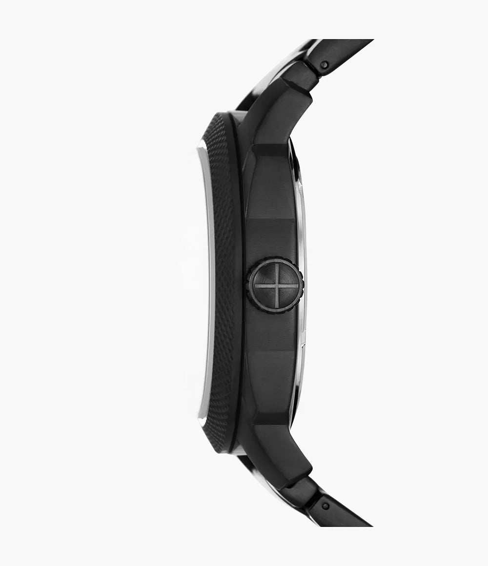 Fossil Machine Three-Hand Date Black Stainless Steel Men's Watch - FS5971