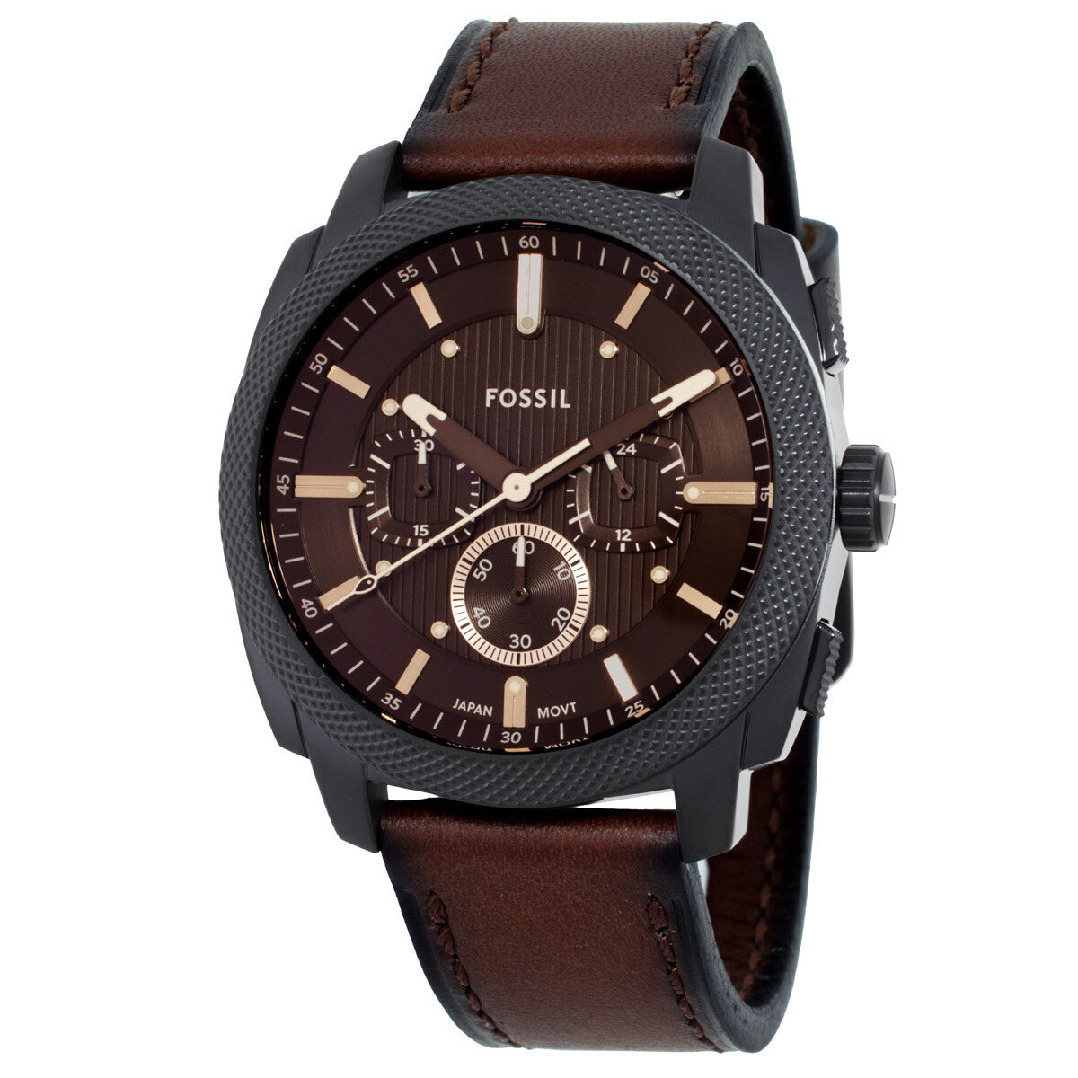 Fossil Machine Chronograph (44mm) Black Dial / Brown Leather Strap Men's Watch - FS6101