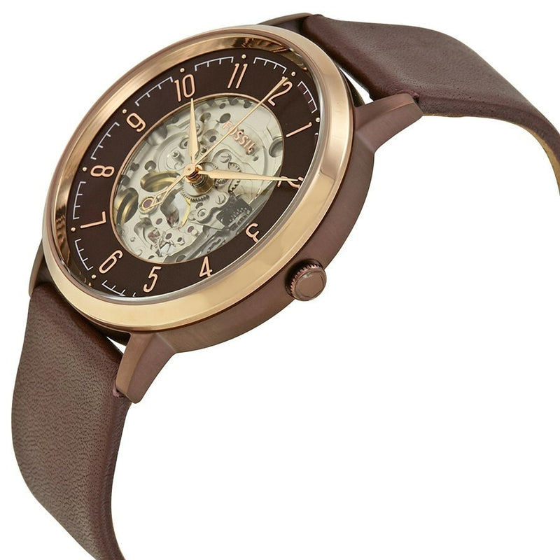 Fossil Vintage Muse Brown Leather Strap Red Dial Automatic Watch for Gents - ME3137