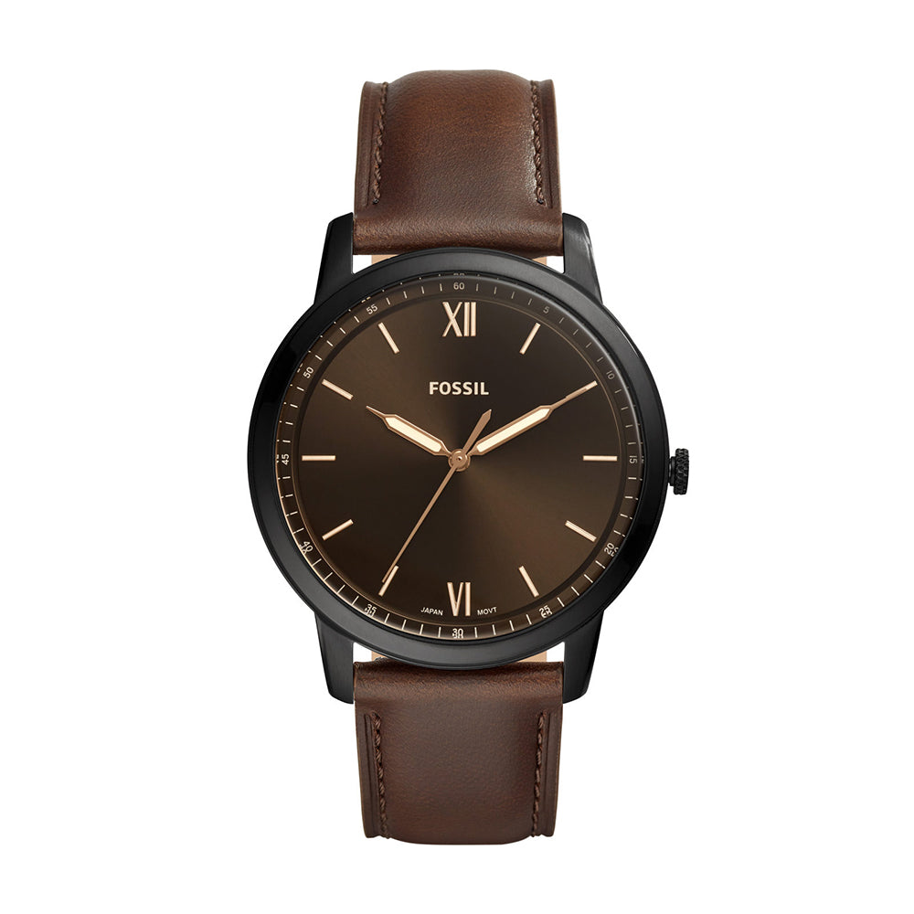 Fossil Minimalist Three-Hand Brown Leather Men's Watch - FS5551