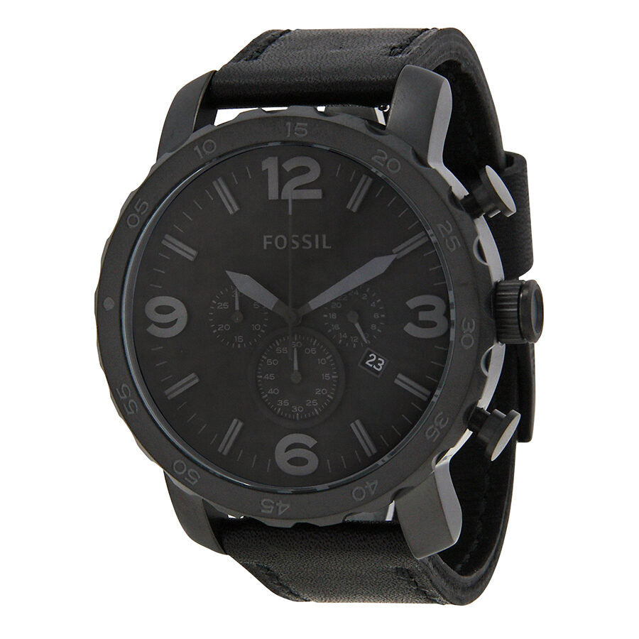 Fossil Nate Chronograph Black Dial Black Ion-plated Men's Watch JR1354