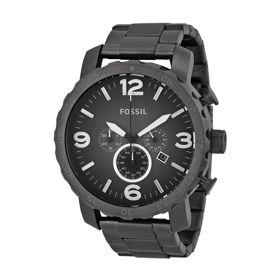 Fossil Nate Chronograph Smoke Grey Dial Ion-plated Men's Watch JR1437