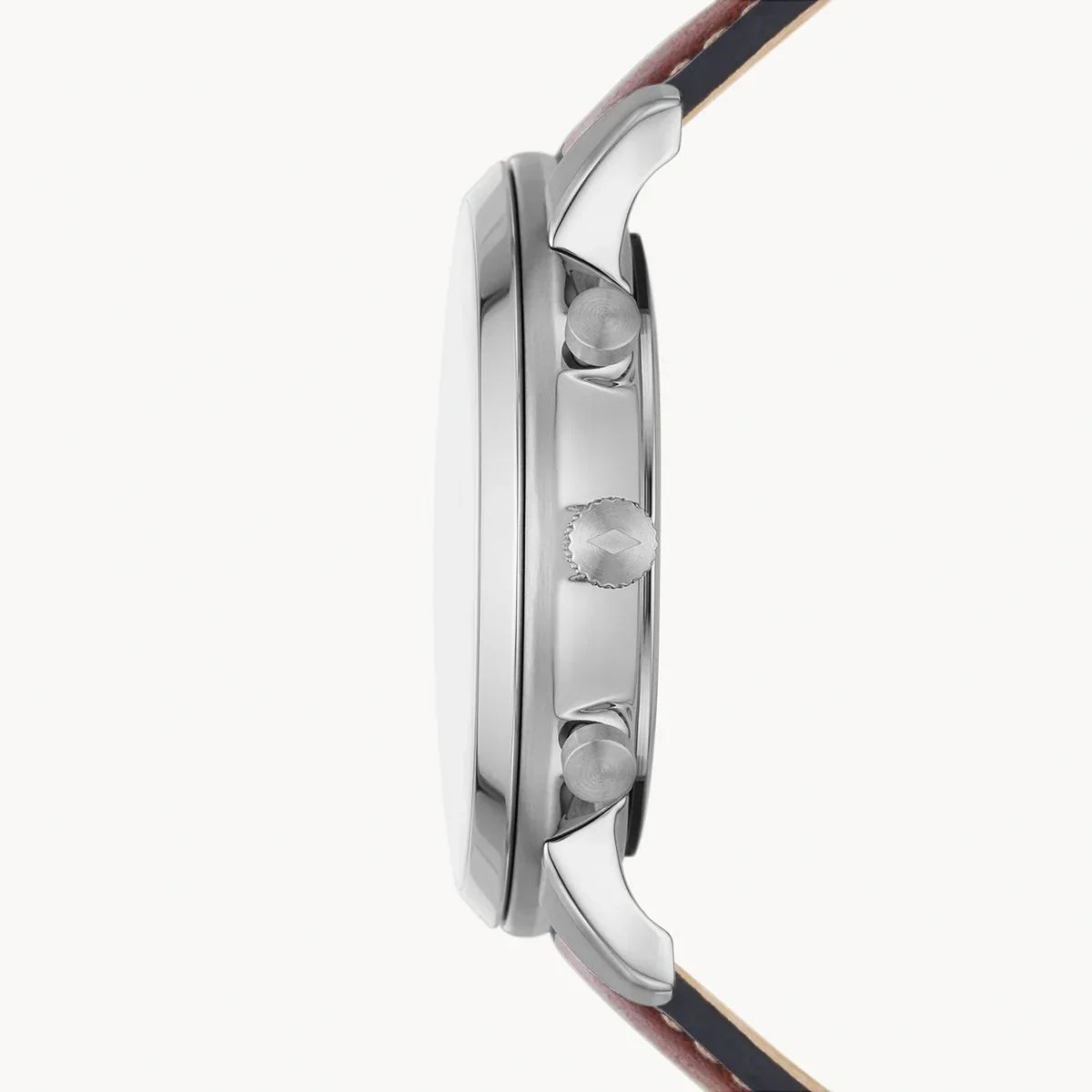 Side view of Fossil Neutra FS5902 watch showing stainless steel case and chronograph pushers