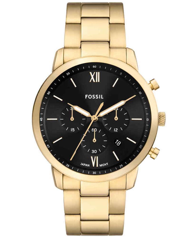 Fossil Neutra Chronograph gold-tone stainless steel men's watch with black dial and Roman numerals