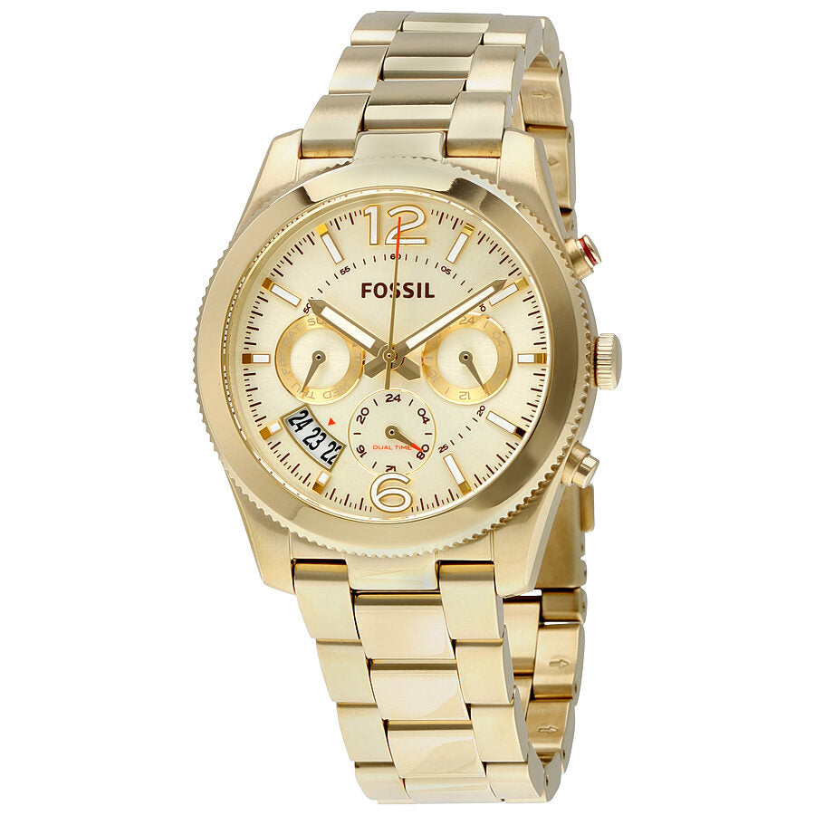 Fossil Perfect Boyfriend gold-tone ladies multifunction watch with cream dial and date window