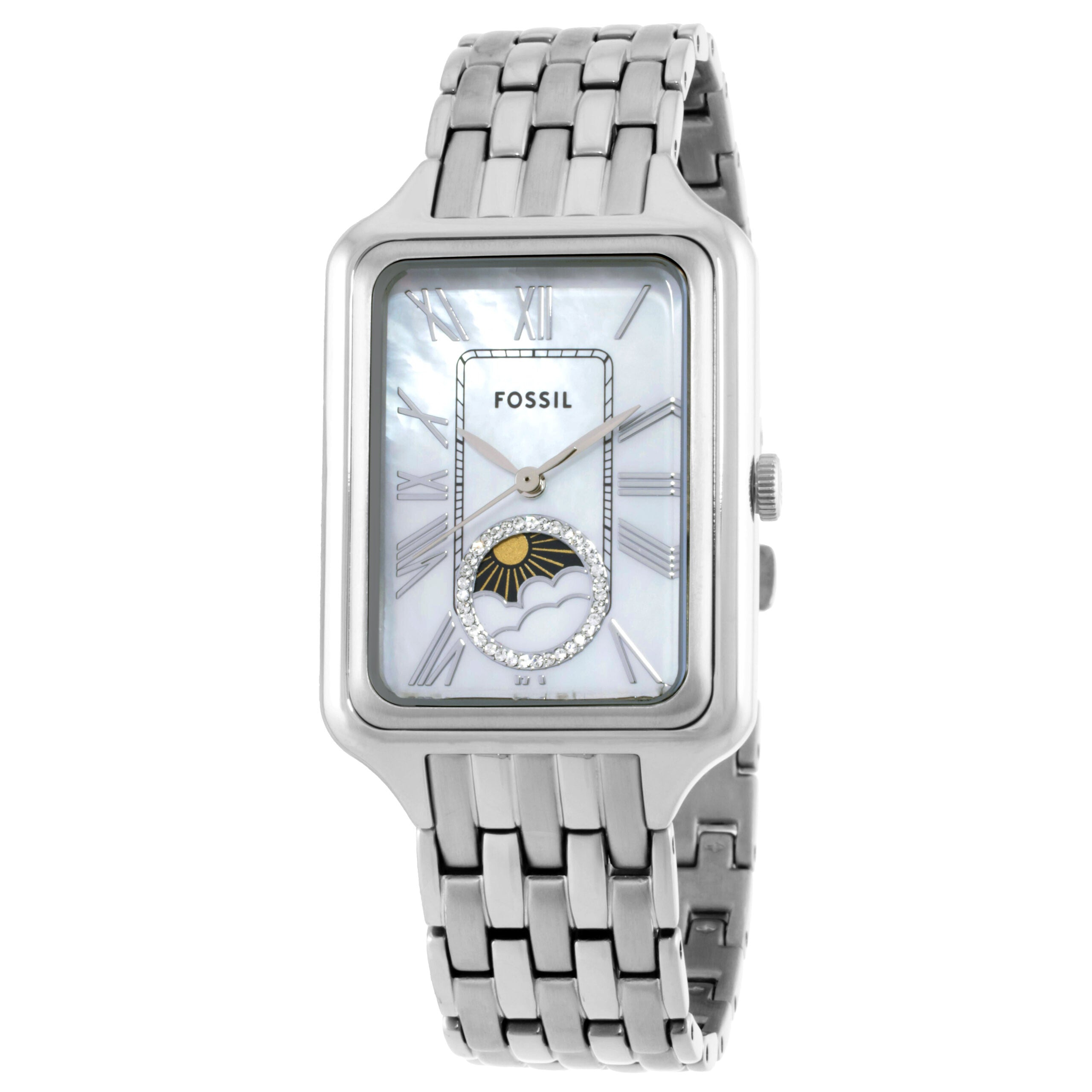 Fossil Raquel Sun Moon Multifunction Stainless Steel Mother Of Pearl Dial Quartz Women's Watch - ES5400