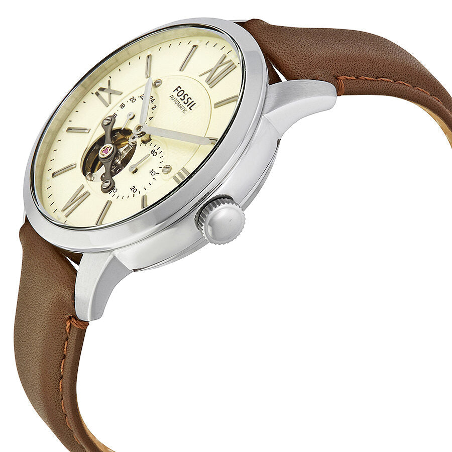 Fossil Townsman Mechanical Cream Dial Brown Leather Men's Watch ME3064