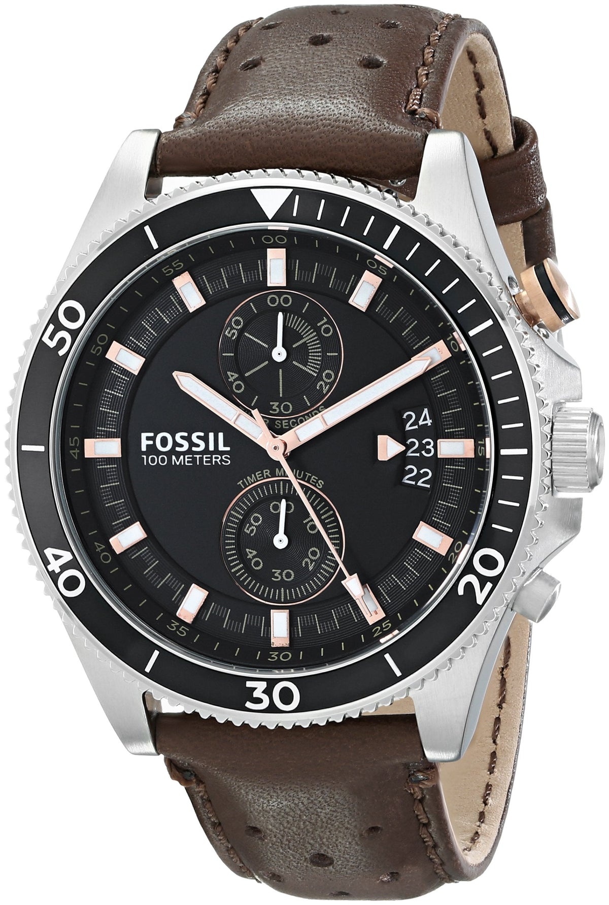 Fossil Men's Wakefield Chronograph Brown Leather Watch CH2944