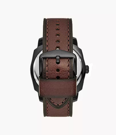 Fossil Machine Three-Hand Date Dark Brown LiteHide™ Leather Men's Watch - FS5972