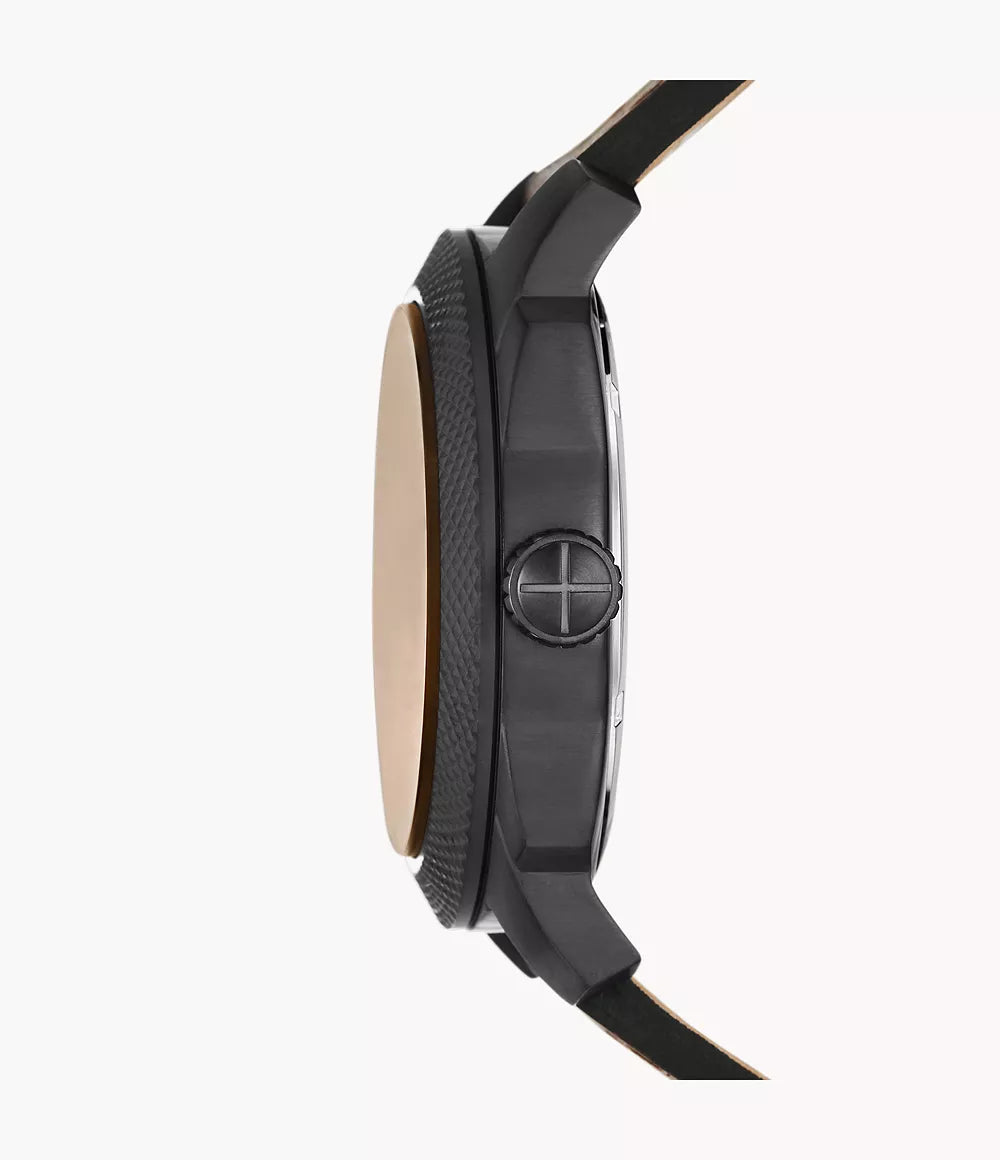 Fossil Machine Three-Hand Date Dark Brown LiteHide™ Leather Men's Watch - FS5972