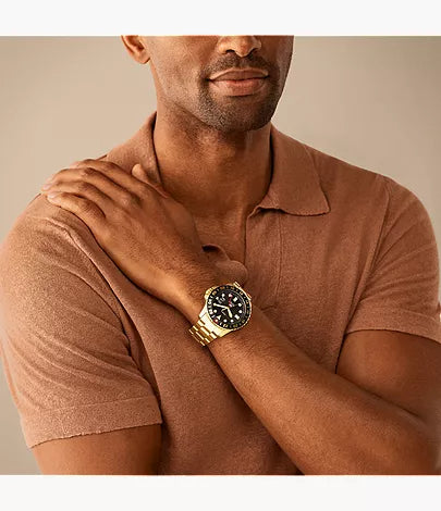 Fossil Blue Gmt Black Dial Men's Watch - FS5990