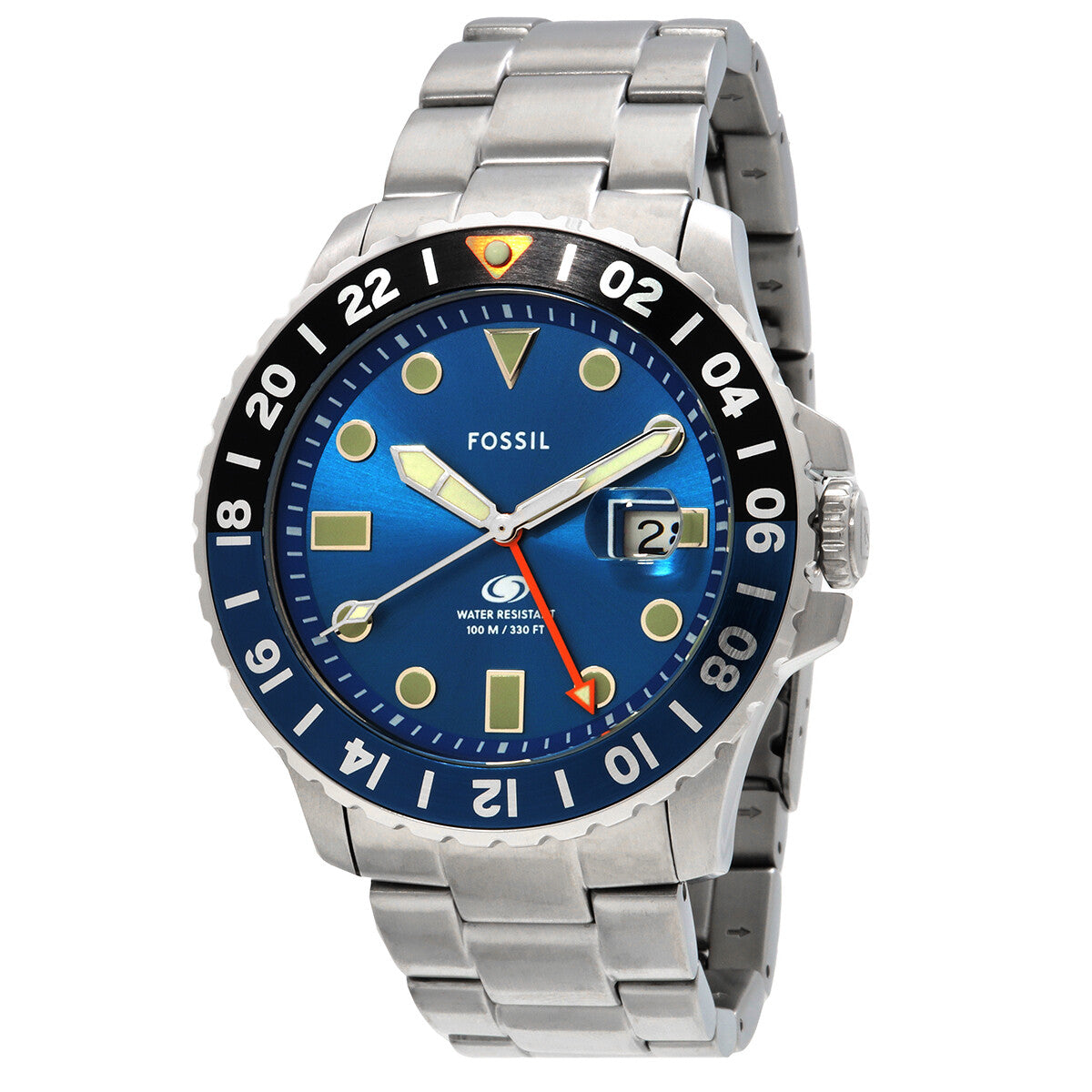 Fossil Blue GMT Stainless Steel Men's Watch - FS5991