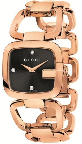 G-Gucci Black Dial Rose Gold Tone Steel Women's Watch YA125409
