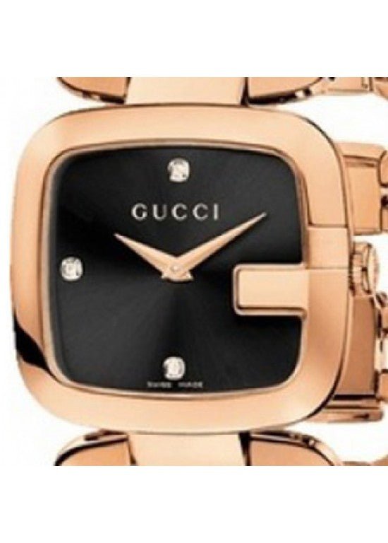 G-Gucci Black Dial Rose Gold Tone Steel Women's Watch YA125409