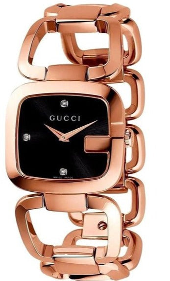 G-Gucci Black Dial Rose Gold Tone Steel Women's Watch YA125409