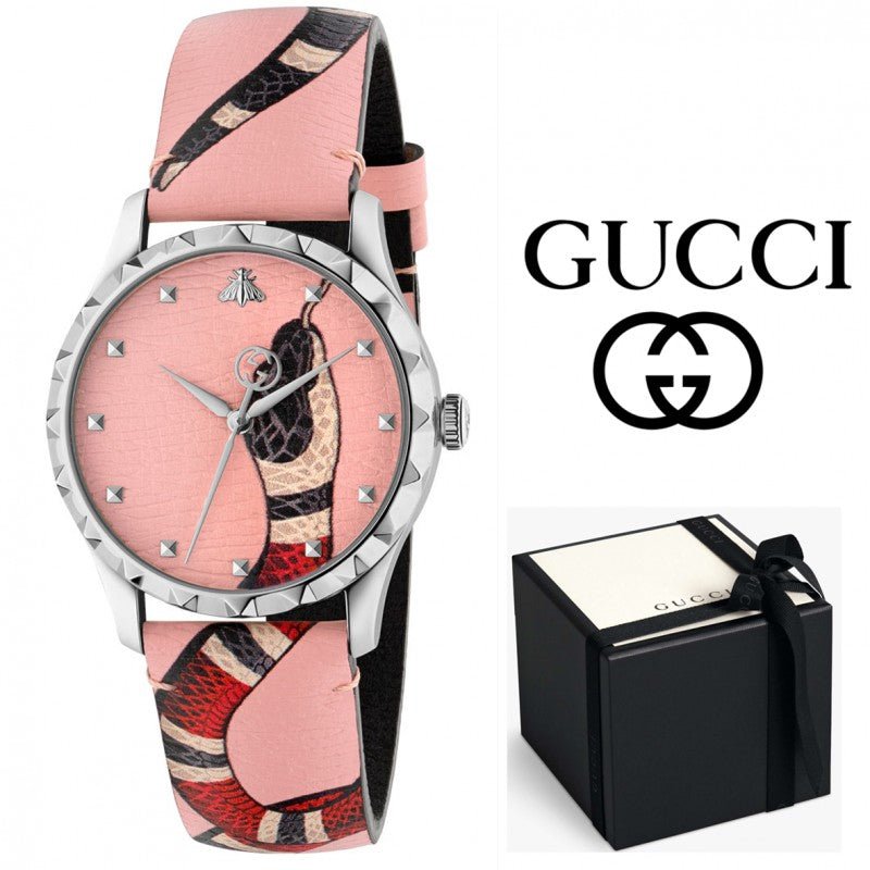 G-Timeless 38mm watch with Gucci logo and black box packaging