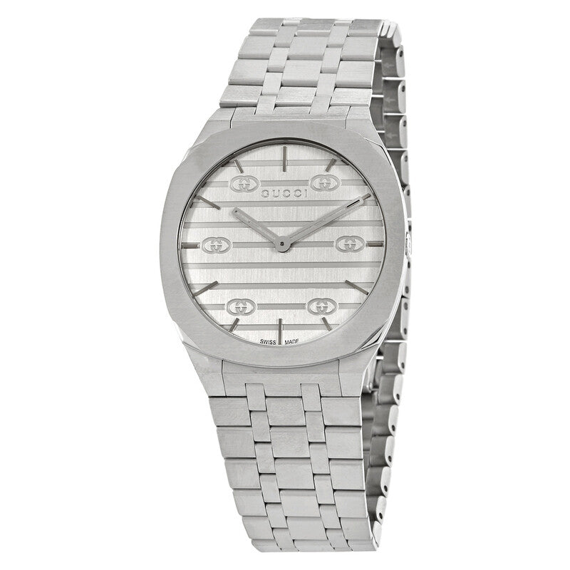 Gucci 25H 34mm Silver Dial Steel Women's Watch YA163402
