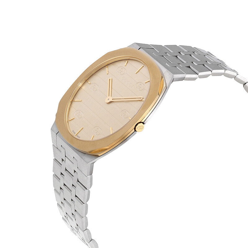 Gucci 25H Quartz Champagne Dial Men's Watch YA163405
