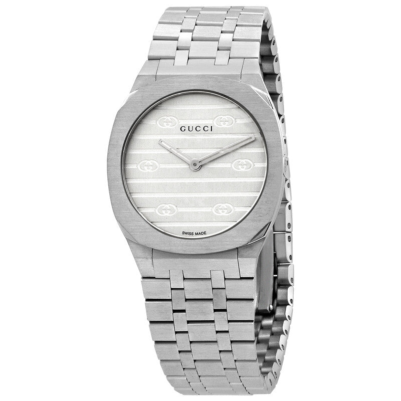 GUCCI 25H Quartz Silver Dial Ladies Watch - YA163501