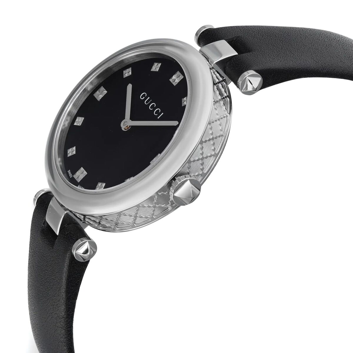 Gucci Diamantissima Black Dial Leather Strap Women's Watch YA141403