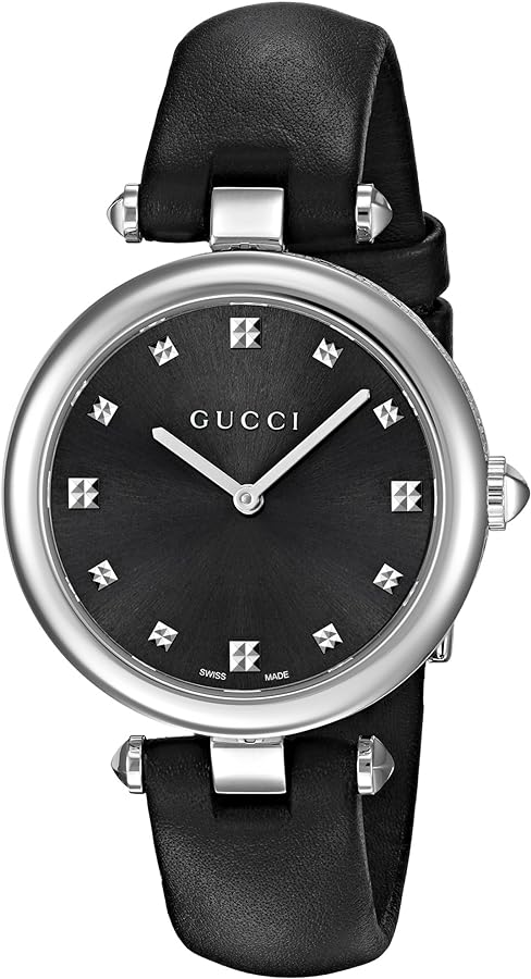 Gucci Diamantissima Black Dial Leather Strap Women's Watch YA141403