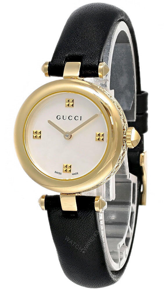 Gucci Diamantissima Black Leather Strap Women's Watch - YA141404