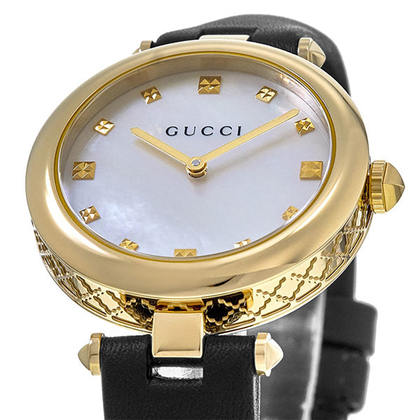 Gucci Diamantissima Black Leather Strap Women's Watch - YA141404