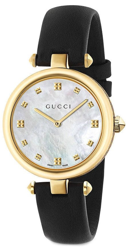 Gucci Diamantissima Black Leather Strap Women's Watch - YA141404