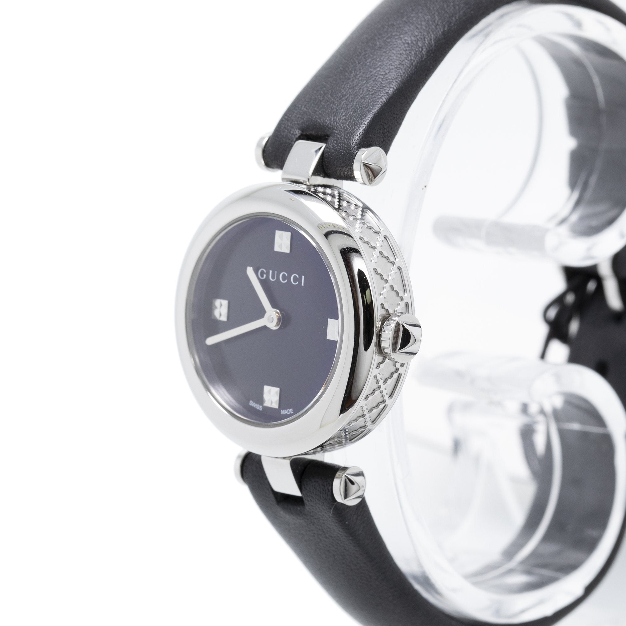 Gucci Diamantissima Black Leather Band Women's Watch - YA141506