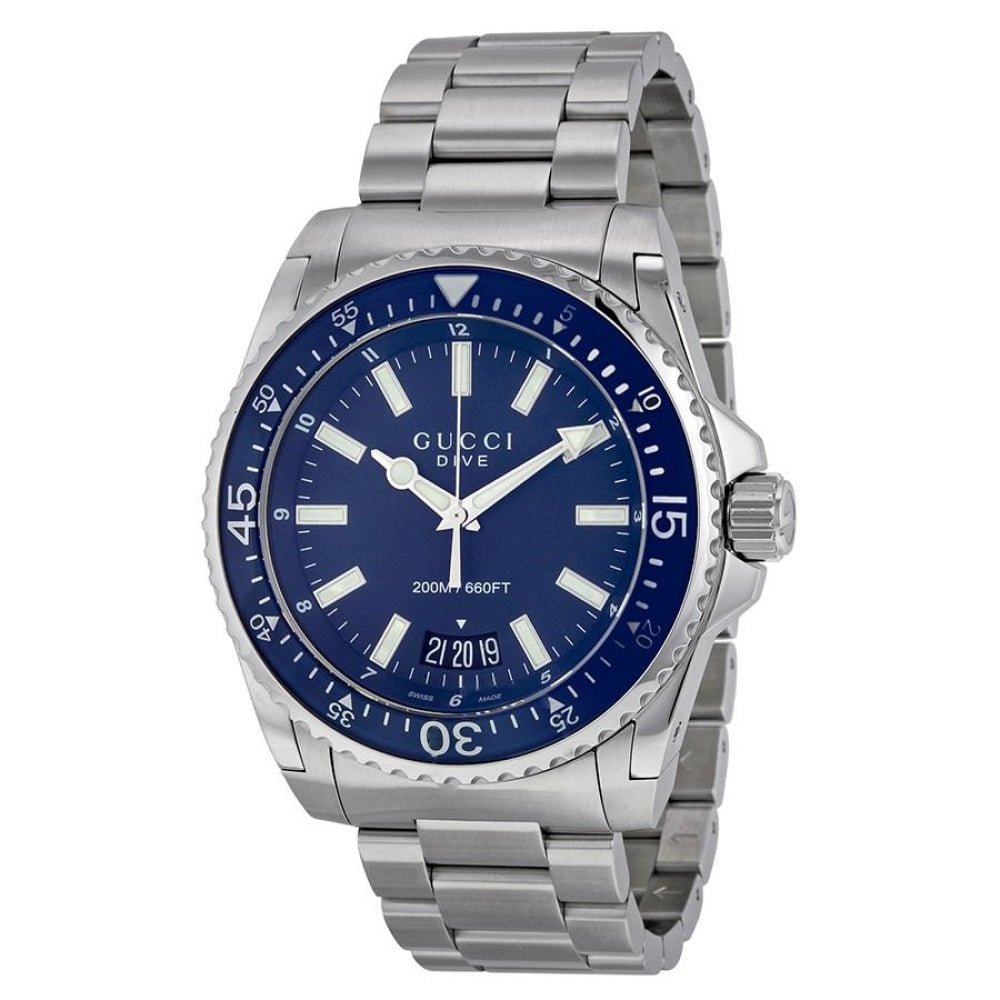 Gucci Dive YA136203 men's watch with blue dial and stainless steel bracelet