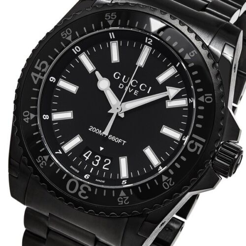 Gucci Dive Black Dial Stainless Steel Men's Watch YA136205