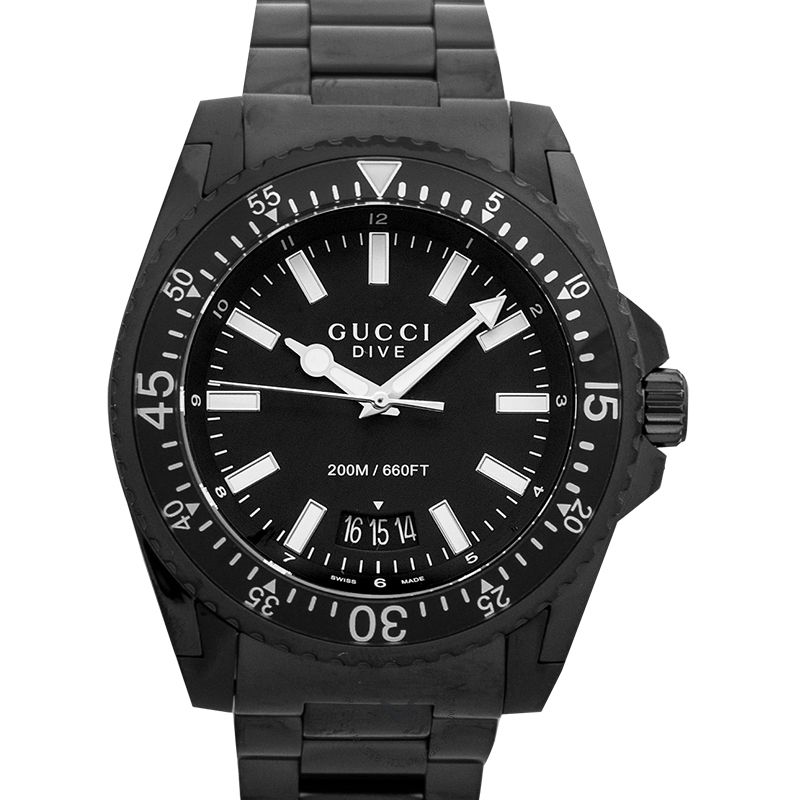 Gucci Dive Black Dial Stainless Steel Men's Watch YA136205