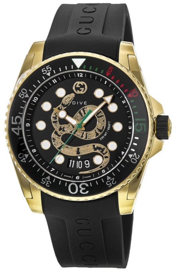 Gucci Dive Quartz Black Dial Men's Watch YA136219