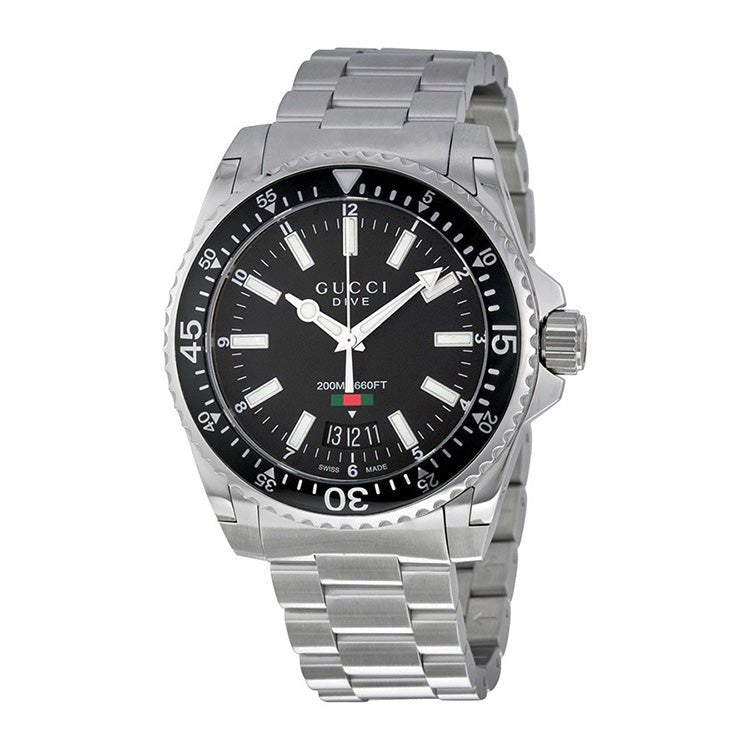 Gucci Dive Black Dial Stainless Steel Men's Watch YA136301