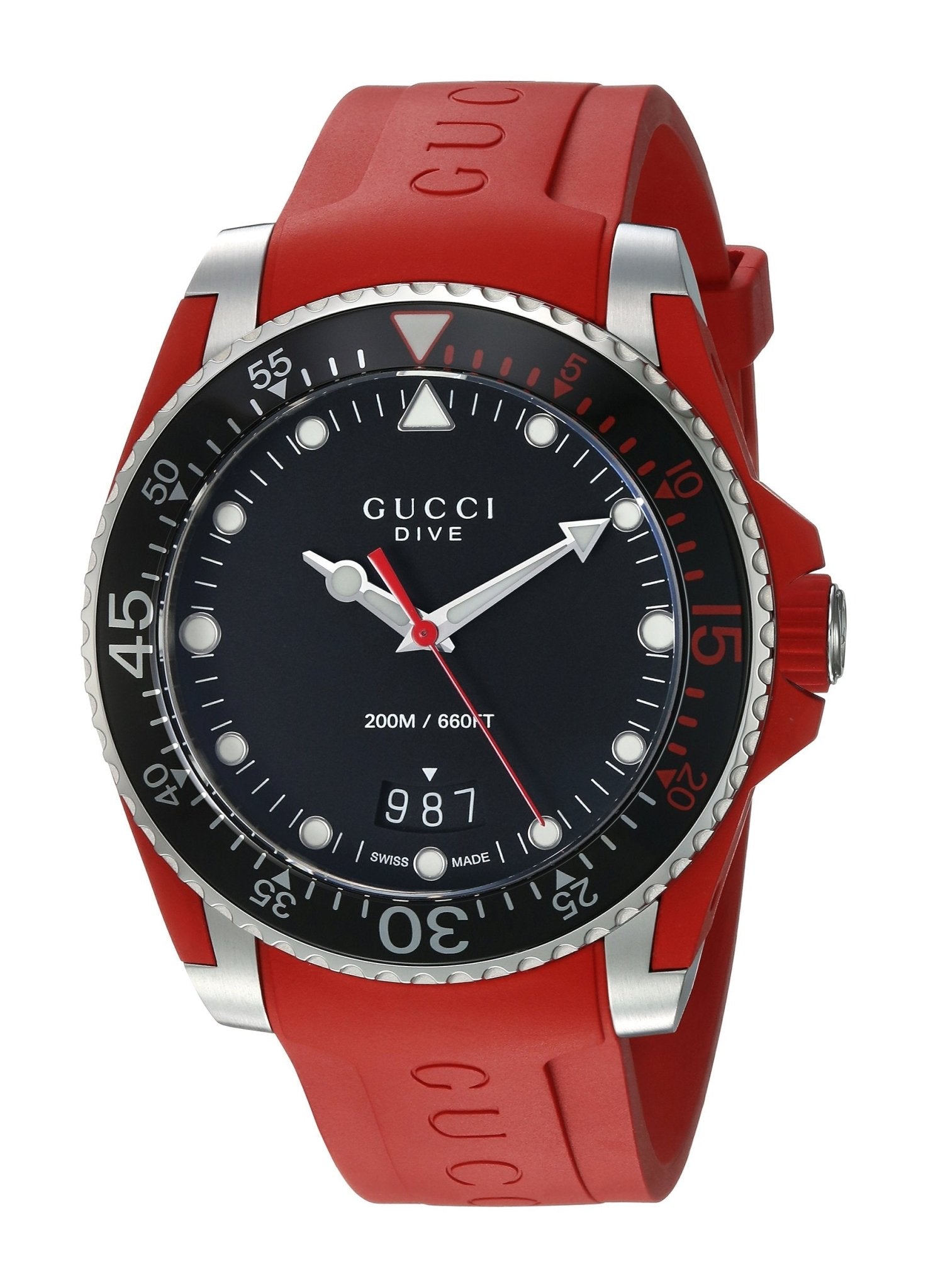 Gucci Dive Black Dial Rubber Strap Men's Watch - YA136309
