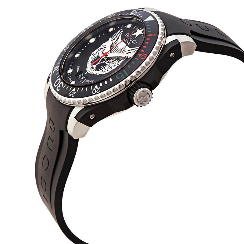 Gucci Dive 40mm Mystic Cat Black Men's Watch - YA136320