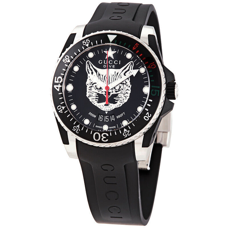 Gucci Dive 40mm Mystic Cat Black Men's Watch - YA136320