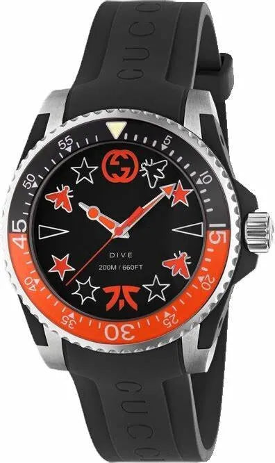 Gucci Dive Rare 40 mm Stainless Steel Black Dial Watch - YA136333
